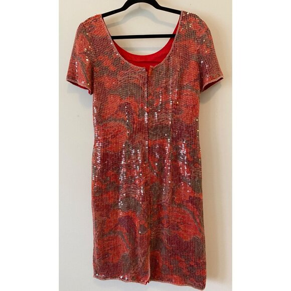 Styleworks Sequin Dress Size 12 Red & Orange Silk Cocktail Party - Picture 2 of 10